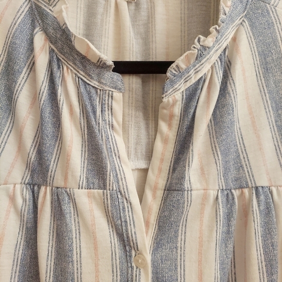 EDEN & OLIVIA Striped Button Down Short Sleeve Top - Picture 3 of 9